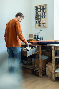 Man working on table