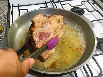 Close-up of person preparing food