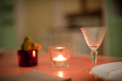 Close-up of lit candle against blurred background