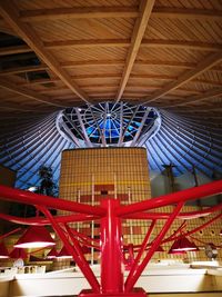 Low angle view of illuminated ceiling