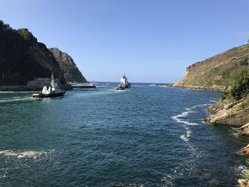 Scenic view of sea against clear sky