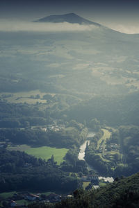 Aerial view of townscape against sky