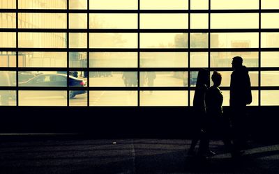 Woman walking in city