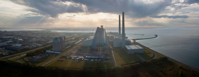 Aerial view of the eco esg green power station.