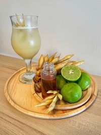 Close-up of drink in glass on table