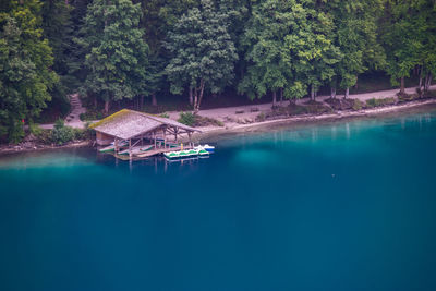 Scenic view of lake against trees