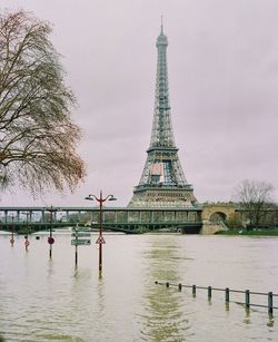 View of tower in city