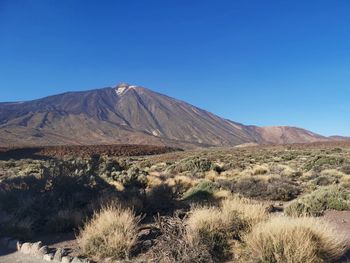 Scenic view of mountains against clear sky