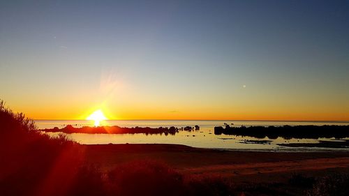 Scenic view of sea at sunset