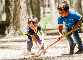 Boys playing in park