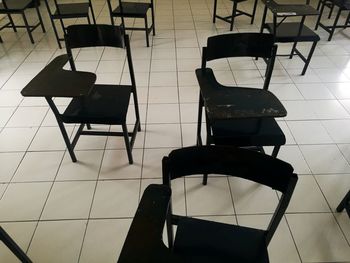 Chairs and table on tiled floor