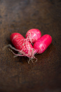 Close-up of fresh radishes on table