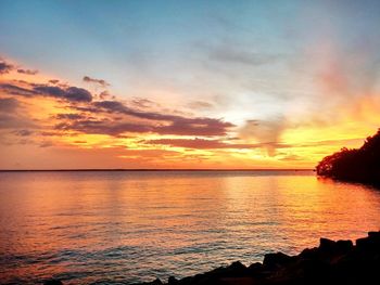 Scenic view of sea at sunset