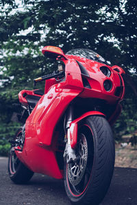 Close-up of toy car on road