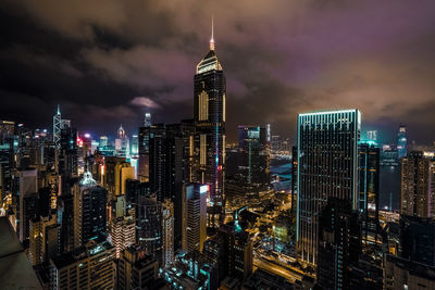 Illuminated city at night