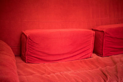 Red pillows on sofa
