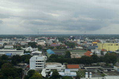 High angle view of townscape against sky