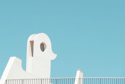 Low angle view of building against clear blue sky