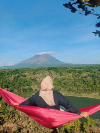 Looking at the view over the hammock