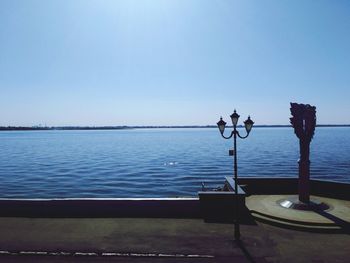 Scenic view of sea against clear sky