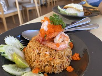 Close-up of food served in plate