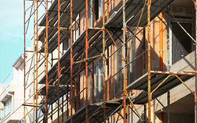 Low angle view of building under construction