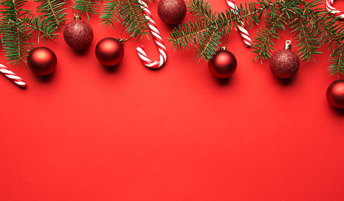 High angle view of christmas decoration hanging on tree