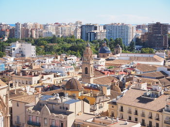 Cityscape against clear sky