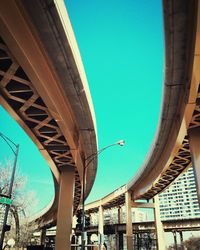 Low angle view of built structure against clear blue sky