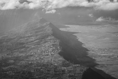 Aerial view of landscape against cloudy sky