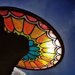 Low angle view of built structure against blue sky