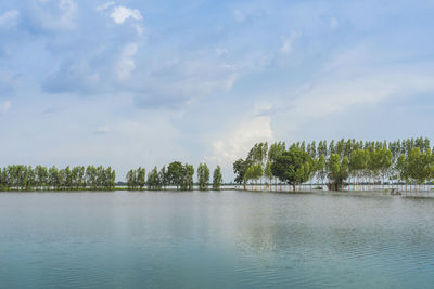 Scenic view of lake against sky