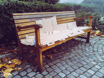 Empty bench in park