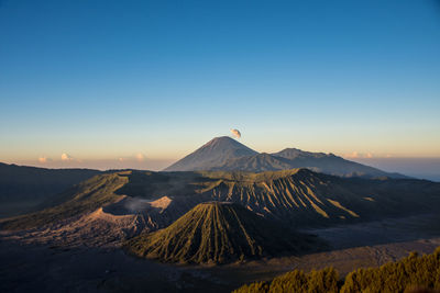 Scenic view of mountain range against clear sky