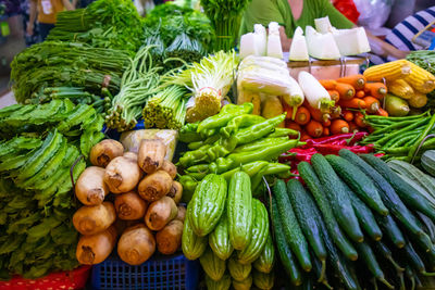 Vegetables for sale at market stall