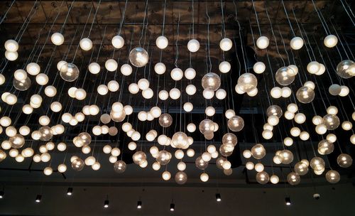 Low angle view of illuminated lanterns