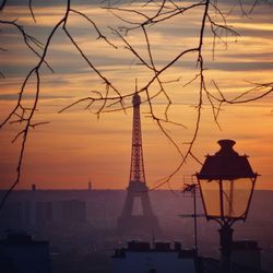 Silhouette of tower during sunset