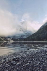 Scenic view of lake against sky