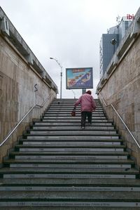 Low angle view of stairs against sky