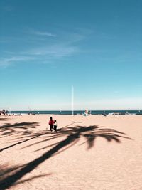 People on beach against sky