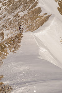 High angle view of people walking on mountains