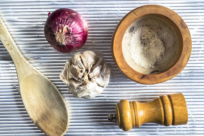 Directly above shot of food on table