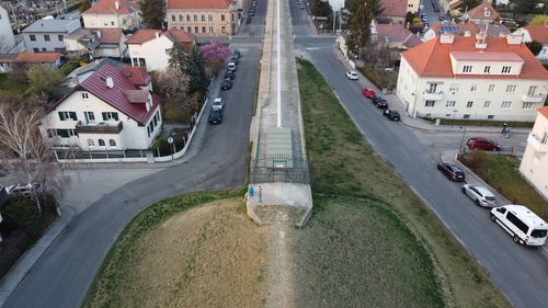 High angle view of road in city