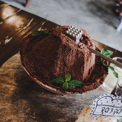 Close-up of chocolate in bowl on table