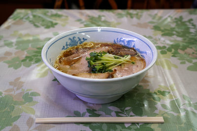 Close-up of food in bowl on table