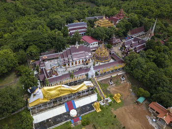 Buddhist temple wat phra that suthon mongkon khiri features the beautiful reclining buddha statue