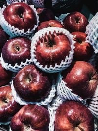 High angle view of apples for sale in market