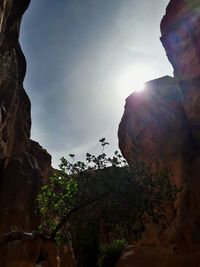 Low angle view of rock formation against sky