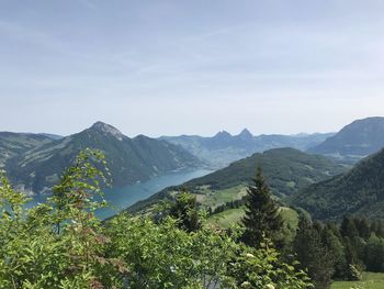 Scenic view of mountains against sky