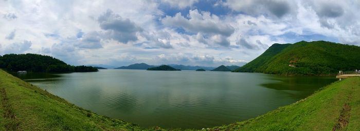 Panoramic view of lake against sky